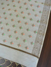 Banarasee Chanderi Cotton Salwar Kameez Fabric With Ghiccha Work-White