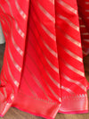 Banarasee Handwoven Semi Silk Saree With Stripes Design-Red