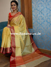 Banarasee Kora Muslin Saree With Contrast Skirt Border-Yellow & Red