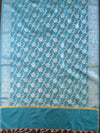 Banarasee Chanderi Salwar Kameez Fabric & Dupatta With Silver Zari-Peach & Green