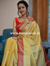 Banarasee Kora Muslin Saree With Contrast Skirt Border-Yellow & Red