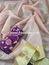 Banarasee Handwoven Plain Organza Tissue Saree With Silk Brocade Blouse-Pink
