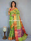 Banarasee Handwoven Broad Border Tissue Saree-Green