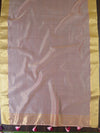 Banarasee Handwoven Plain Organza Tissue Saree With Silk Brocade Blouse-Pink