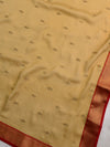 Banarasee Chiffon Blend Saree With Buti Work Zari Border & Brocade Blouse-Gold & Red