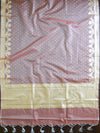 Banarasee Organza Silver Zari Salwar Kameez Fabric With Dupatta-Peach
