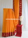 Banarasee Chiffon Blend Saree With & Banarasee Border & Contrast Blouse-Yellow