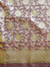Banarasee Organza Silver Zari Salwar Kameez Fabric With Dupatta-Peach