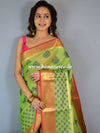 Banarasee Handwoven Broad Border Tissue Saree-Green