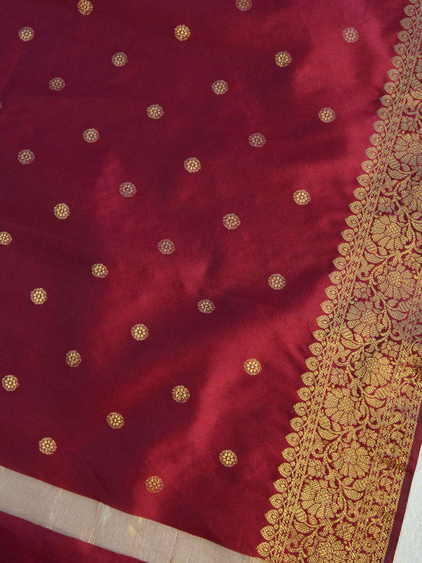 Banarasee Art Silk Buti Design Dupatta-Maroon