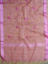Banarasee Brocade Salwar Kameez Fabric With Organza Dupatta-Purple & Pink