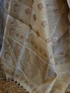 Banarasee Salwar Kameez Cotton Silk Resham Buti Woven Fabric-Beige