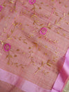 Banarasee Brocade Salwar Kameez Fabric With Organza Dupatta-Purple & Pink