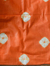 Bhagalpuri Silk Cotton Suit Set With Shibori Dye Design-Orange & Pink