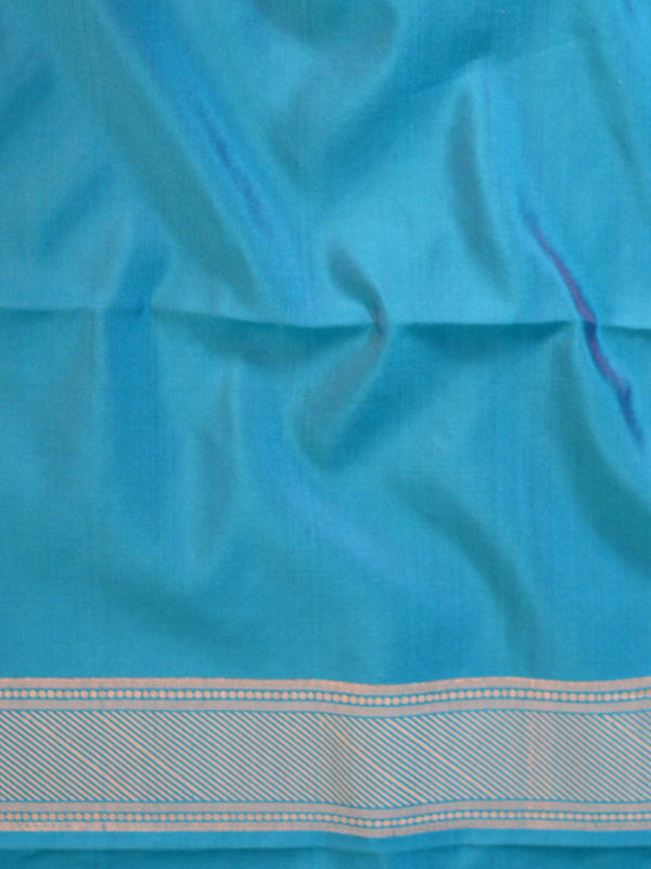 Banarasee Handwoven Semi Silk Saree With Stripes Design-Rama Green