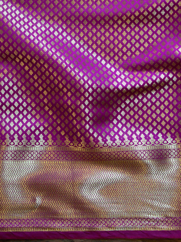 Banarasee Art Silk Saree With Zari Buta & Border-Magenta