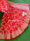 Banarasee Cotton Silk Mix Saree With Jaal Design-Red