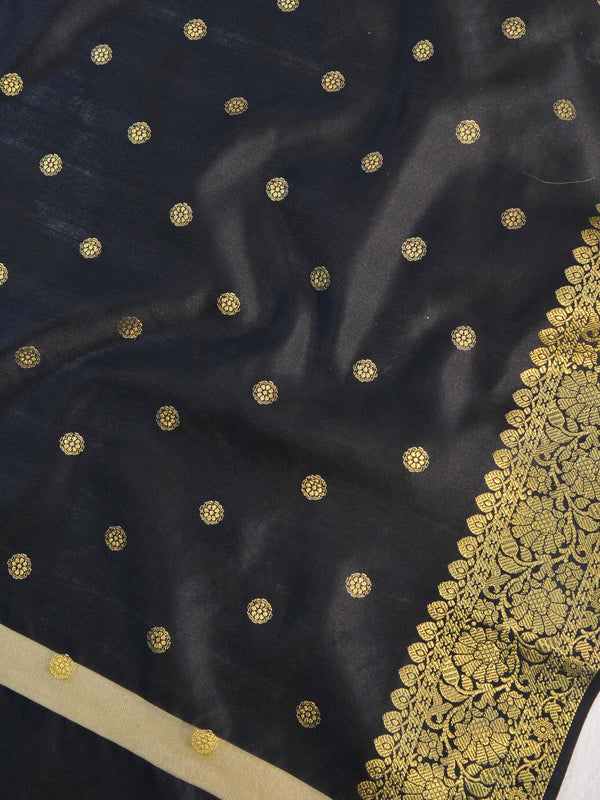 Banarasee Art Silk Buti Design Dupatta-Black