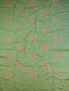 Bhagalpur Handloom Art Silk Embroidery Work Saree-Green & Peach