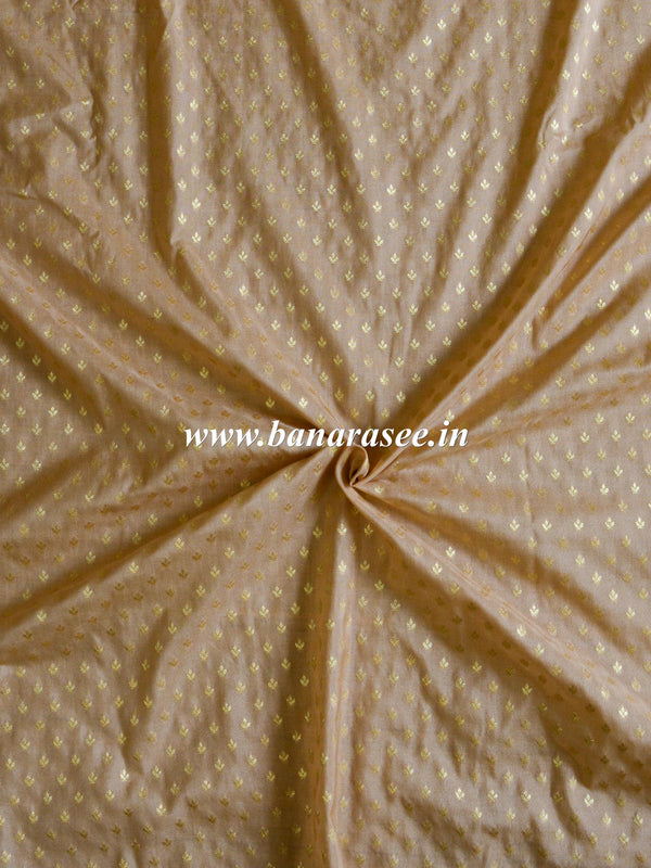 Banarasee Semi Katan Silk Buti Design Fabric-Beige