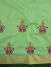 Banarasee Hand-Embroidery Chanderi Cotton Salwar Kameez Fabric With Contrast Dupatta-Green