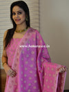 Banarasee Salwar Kameez Cotton Silk Resham Buti Woven Fabric-Pink