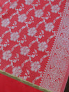 Banarasee Chanderi Salwar Kameez Fabric & Dupatta With Silver Zari-Yellow & Red