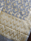 Banarasee Organza Silver Zari Salwar Kameez Fabric With Dupatta-Grey