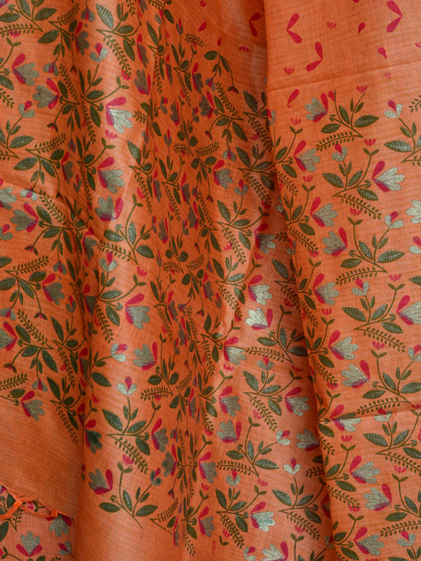Handloom Block Printed Khadi Cotton Salwar Kameez Dupatta Set-Peach