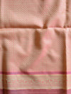 Banarasee Handwoven Plain Cotton Silk Saree With Floral Border-Pink