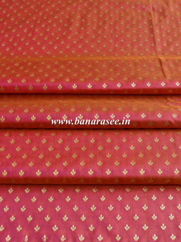 Banarasee Semi Katan Silk Buti Design Fabric-Peach