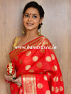 Banarasee Handwoven Semi Silk Saree With Zari Buti & Border-Red