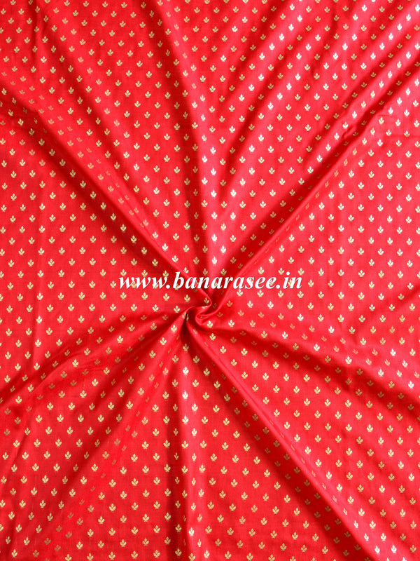 Banarasee Semi Katan Silk Buti Design Fabric-Red