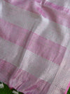 Banarasee Handloom Pure Linen By Tissue Embroidered Saree-Pink