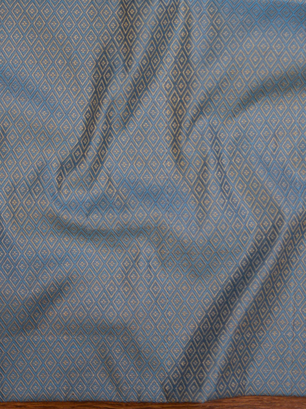 Banarasee Salwar Kameez Cotton Silk Resham Buti Woven Fabric-Blue
