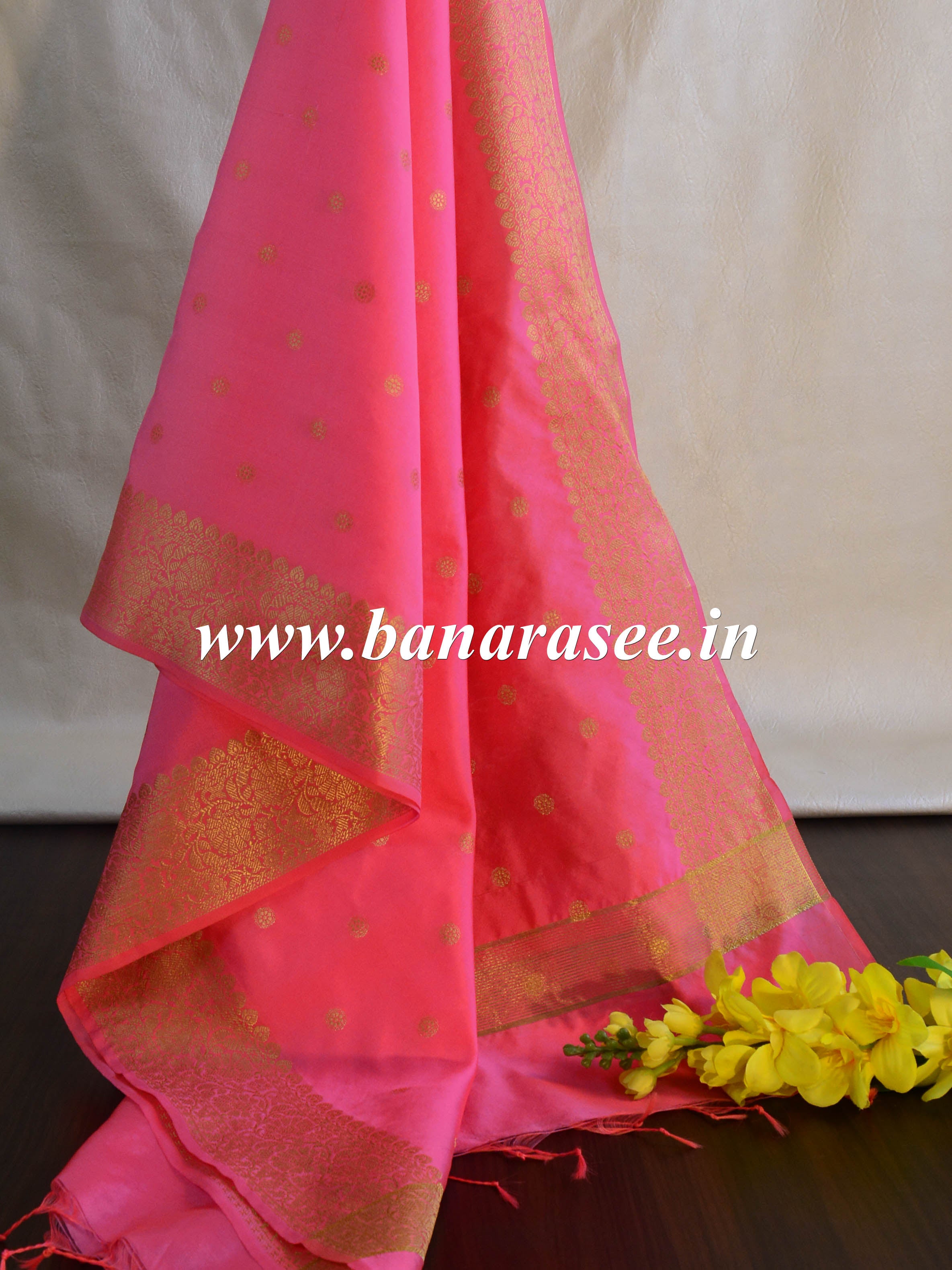 Banarasee Art Silk Buti Design Dupatta-Pink