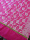Banarasee Chanderi Salwar Kameez Fabric & Dupatta With Silver Zari-Beige & Pink