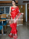 Banarasee Organza Mix Saree With Zari Buti Design & Border-Red