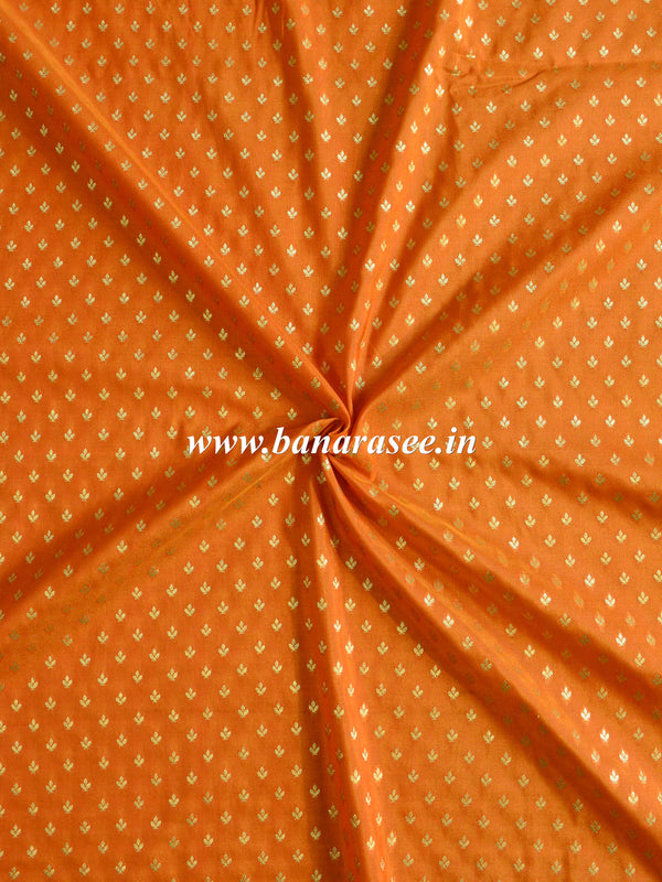 Banarasee Semi Katan Silk Buti Design Fabric-Orange