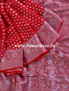 Banarasee Pure Chiffon Saree With Silver Zari Work-Red