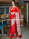Banarasee Organza Mix Saree With Zari Buti Design & Border-Red