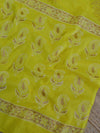 Handloom Mul Cotton Handblock Printed Suit Set-Blue & Yellow