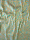 Banarasee Handloom Pure Linen Saree With Mirror Work & Brocade Blouse-Sea Green