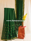 Banarasee Pure Chiffon Saree With Embroidery Work & Banarasee Border-Deep Green