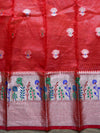 Banarasee Organza Mix Saree With Zari Buti Design & Border-Red