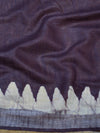 Bhagalpur Handloom Pure Linen Cotton Hand-Dyed Batik Pattern Saree-Brown