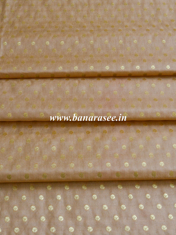 Banarasee Semi Katan Silk Buti Design Fabric-Beige