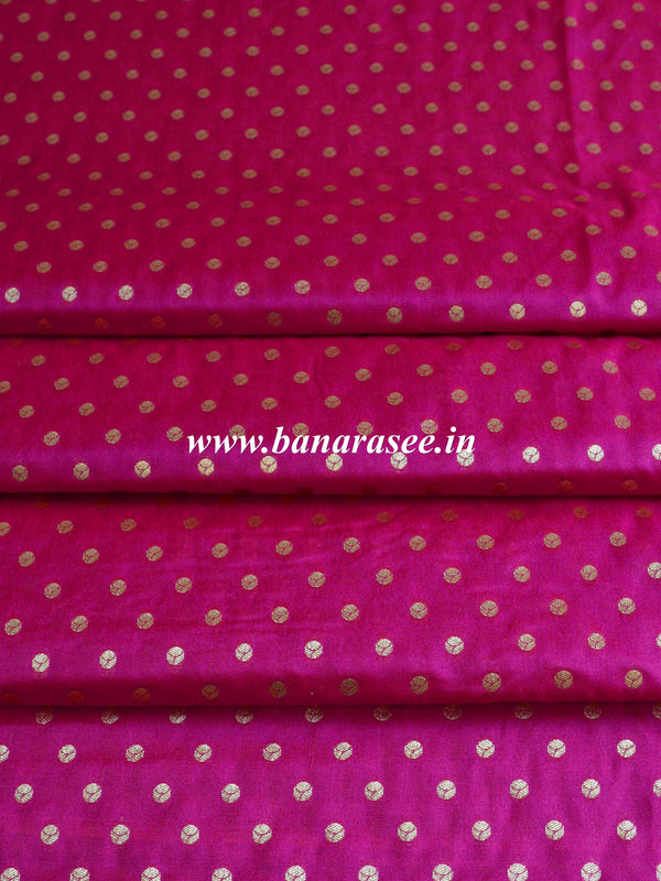 Banarasee Semi Katan Silk Buti Design Fabric-Pink