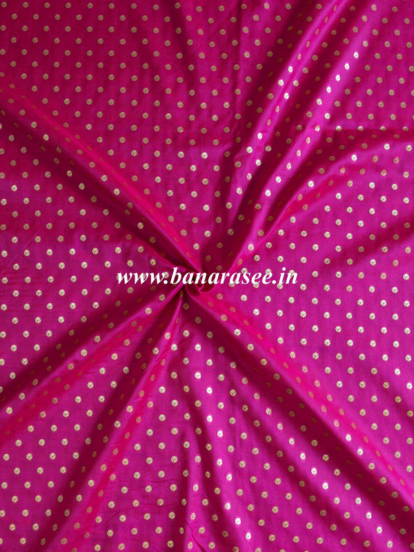 Banarasee Semi Katan Silk Buti Design Fabric-Pink