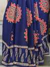 Handloom Mul Cotton Bagru Print Saree-Indigo